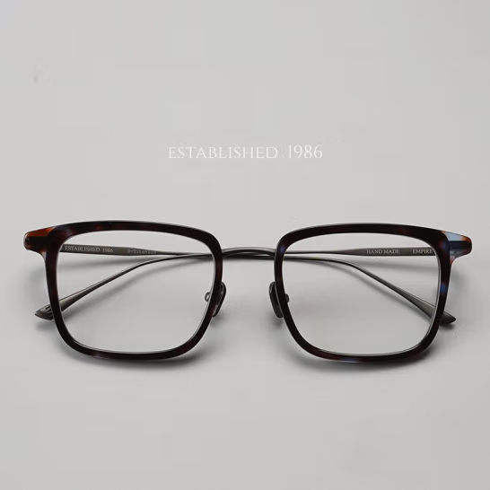 Japanese Designer Titanium Business Myopia Glasses, Ultra-Light Frame for Large and Round Faces