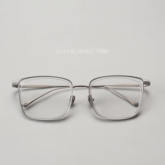 Japanese Designer Titanium Business Myopia Glasses, Ultra-Light Frame for Large and Round Faces