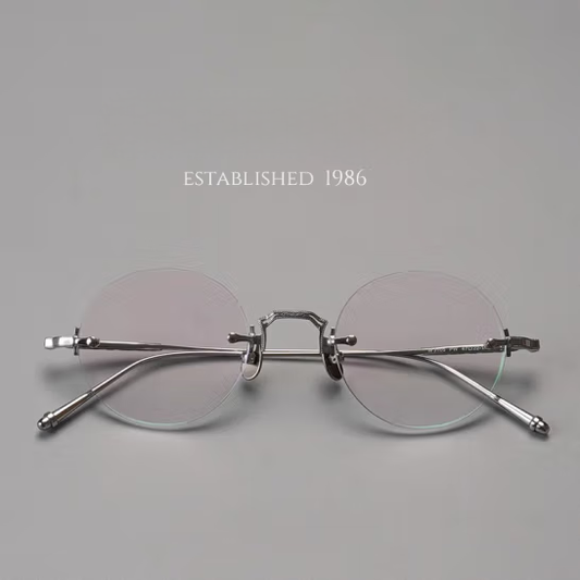 Japanese rimless glasses, pure titanium, ultra-light, artistic, retro, simple, round, plain, magical, can be matched with myopia glasses frames