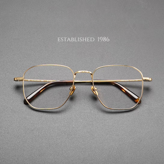 Celebrity style glasses frame with large square frame, big face, small face, can be equipped with myopia glasses, pure titanium gold wire edge optical glasses frame