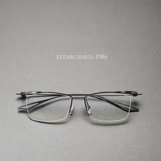 Pure titanium myopia glasses frame eyebrow line half frame men's business ultra-light designer style simple handmade optical glasses frame