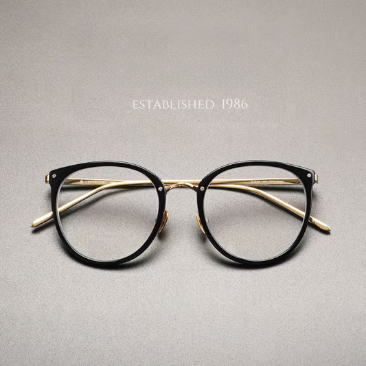 Oval large frame myopia glasses, natural face, small and light, pure titanium, transparent Korean and Japanese handmade glasses frame.