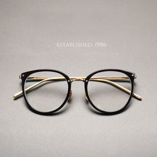 Oval-shaped large frame myopia glasses, natural face, small face, ultra-light pure titanium transparent Korean and Japanese handmade glasses frame.