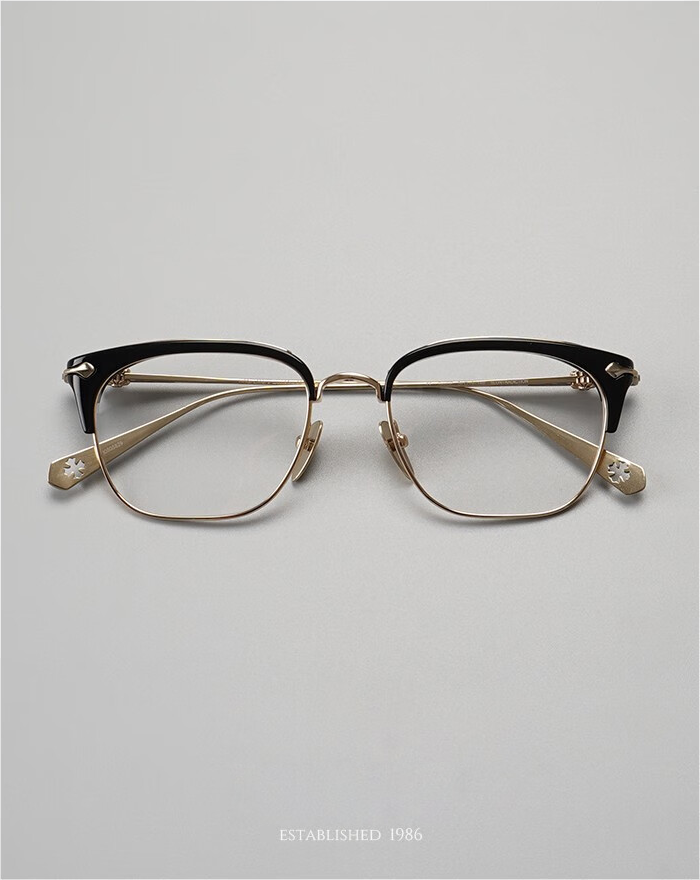 Joker Xue Classic Half-Frame Glasses - Myopia, Ultra-Light, Fashion Square, Pure Titanium