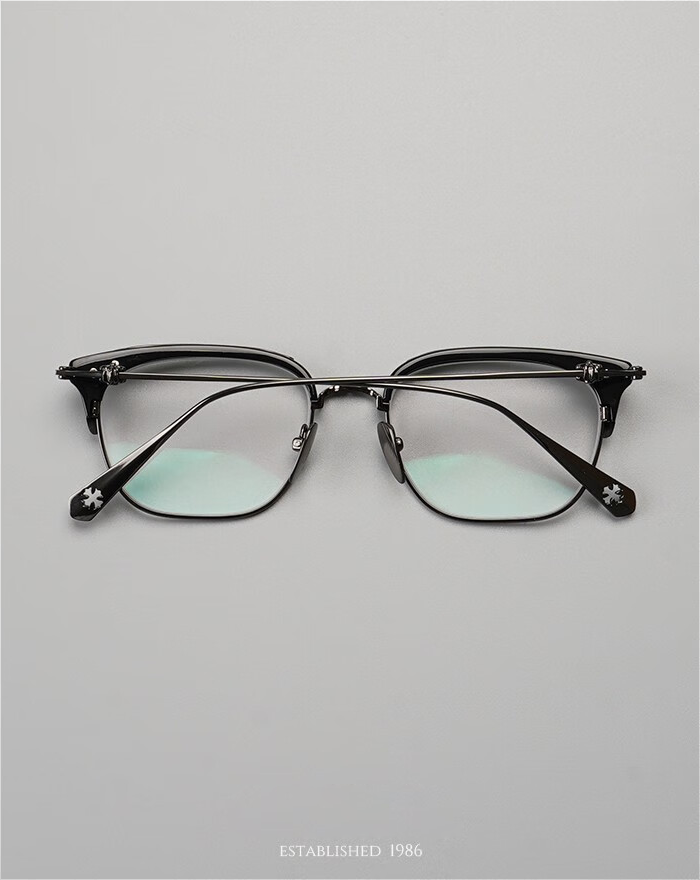 Joker Xue Classic Half-Frame Glasses - Myopia, Ultra-Light, Fashion Square, Pure Titanium