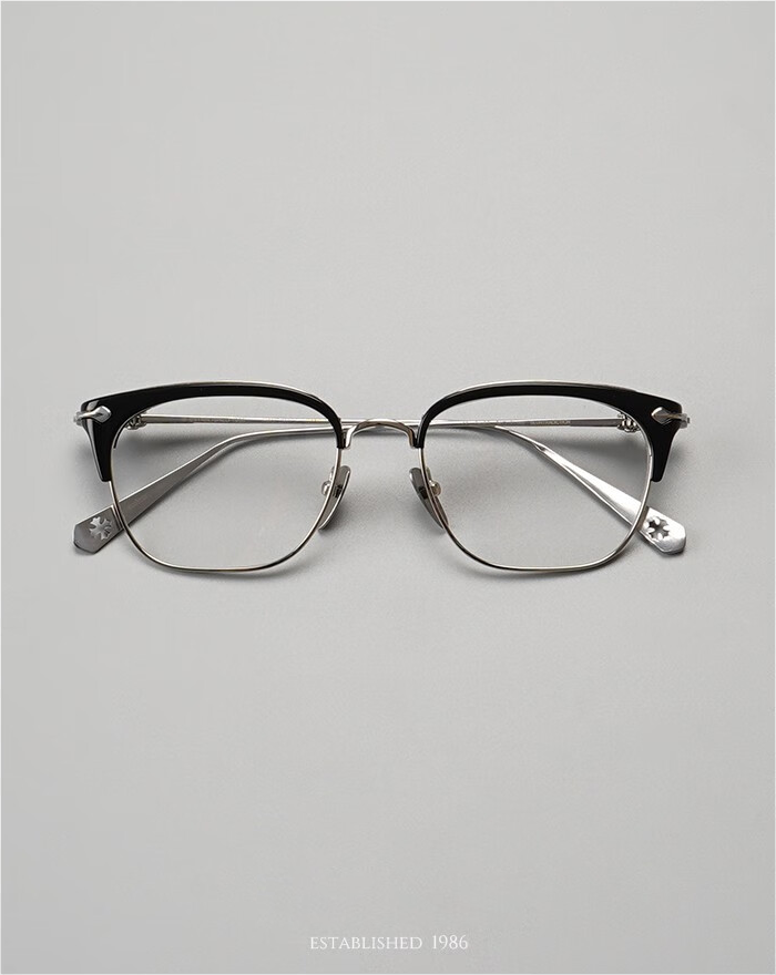 Joker Xue Classic Half-Frame Glasses - Myopia, Ultra-Light, Fashion Square, Pure Titanium