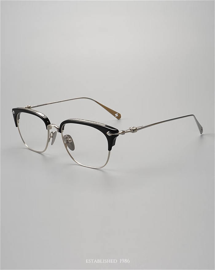 Joker Xue Classic Half-Frame Glasses - Myopia, Ultra-Light, Fashion Square, Pure Titanium