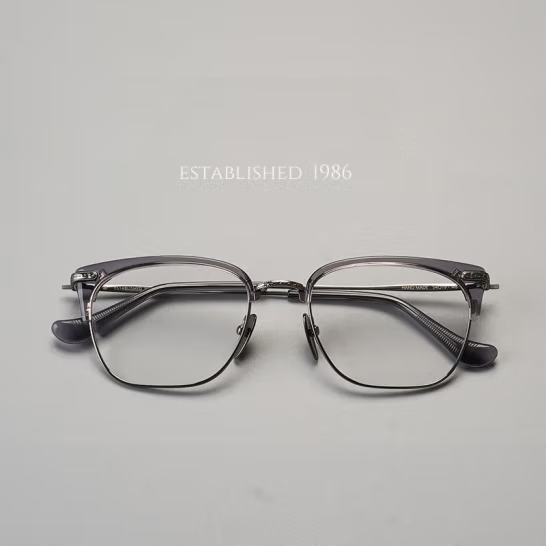 Joker Xue Classic Half-Frame Glasses - Myopia, Ultra-Light, Fashion Square, Pure Titanium