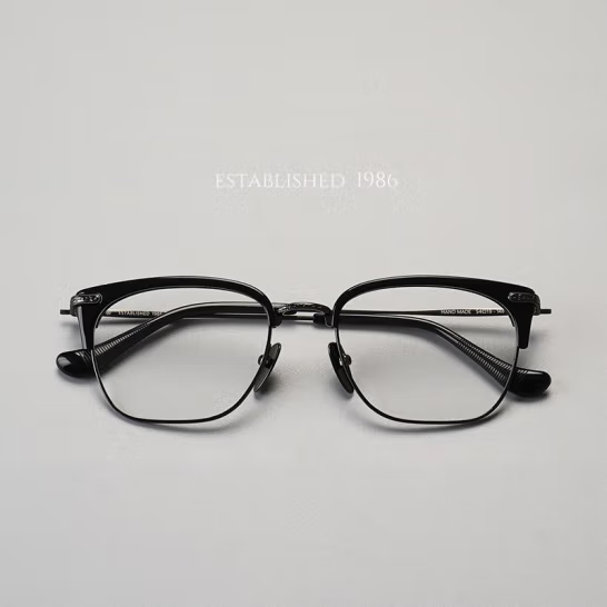 Joker Xue Classic Half-Frame Glasses - Myopia, Ultra-Light, Fashion Square, Pure Titanium