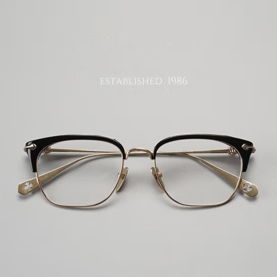 Joker Xue Classic Half-Frame Glasses - Myopia, Ultra-Light, Fashion Square, Pure Titanium