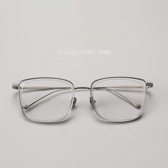 Japanese Designer Titanium Business Myopia Glasses, Ultra-Light Frame for Large and Round Faces