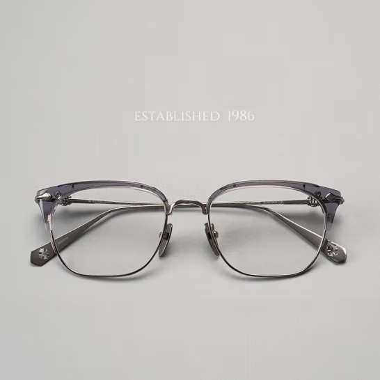 Joker Xue Classic Half-Frame Glasses - Myopia, Ultra-Light, Fashion Square, Pure Titanium